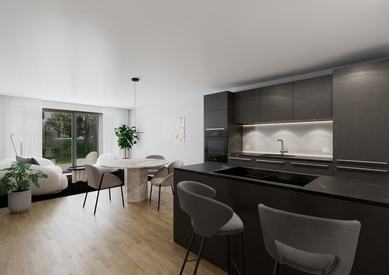 Kitchen, Dining room, Living room, Balcony