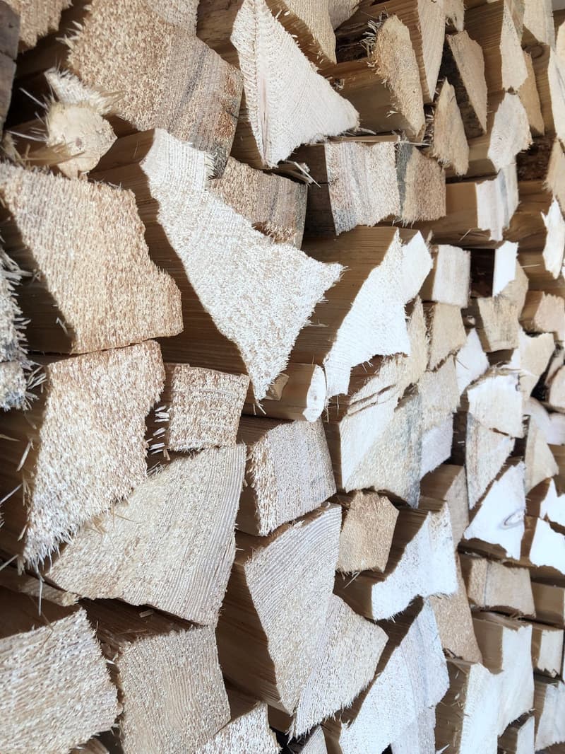 Close up of wood pieces stacked neatly