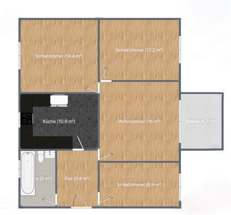 Appartement de 4 pièces convivial pour les familles avec balcon à St. Gallen (10)
