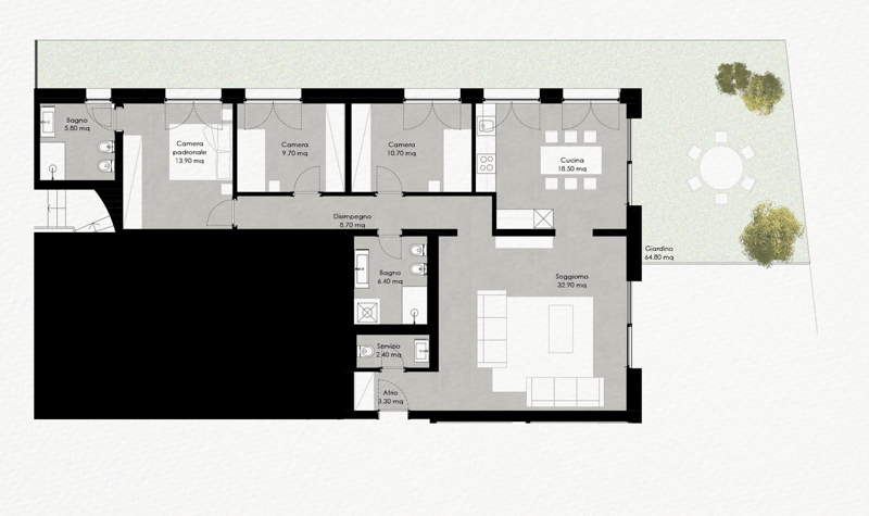 4.5 Appartamento con giardino e parziale vista lago - Residenza Lumino Locarno (8)