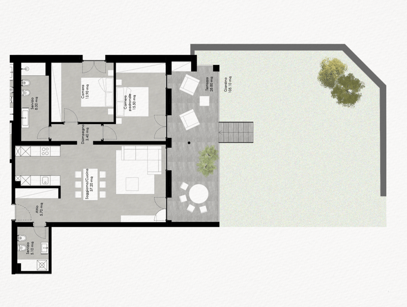 3A - 3.5 Appartamento vista lago con terrazza e giardino - Residenza Lumino Locarno Monti (6)