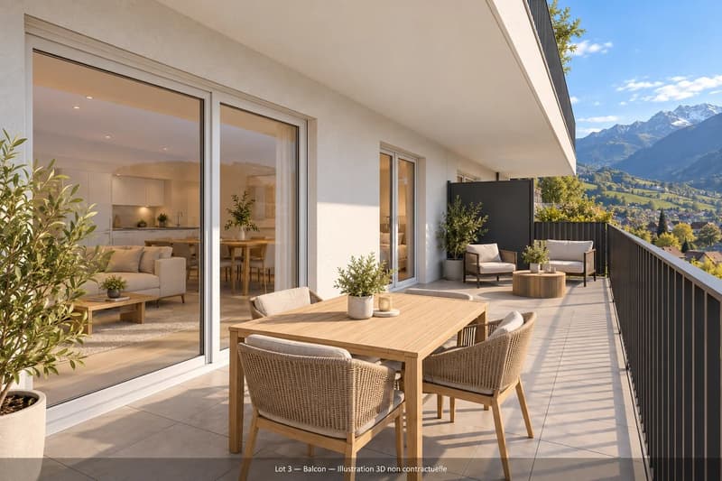 Les Jardins de Chelin (Flanthey) ; Appartements neufs de 2,5 et 3,5 pièces avec balcons orientés sud (2)