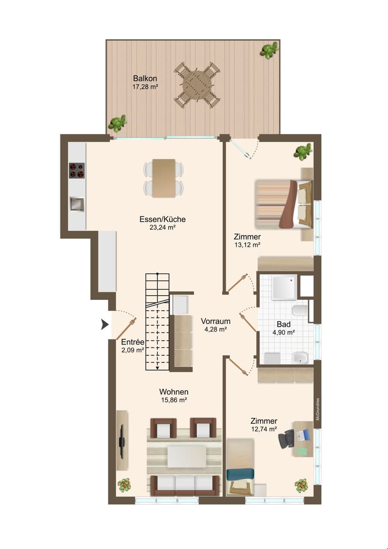 Appartamento mansardato soleggiato con galleria ***vista lontana*** (16)