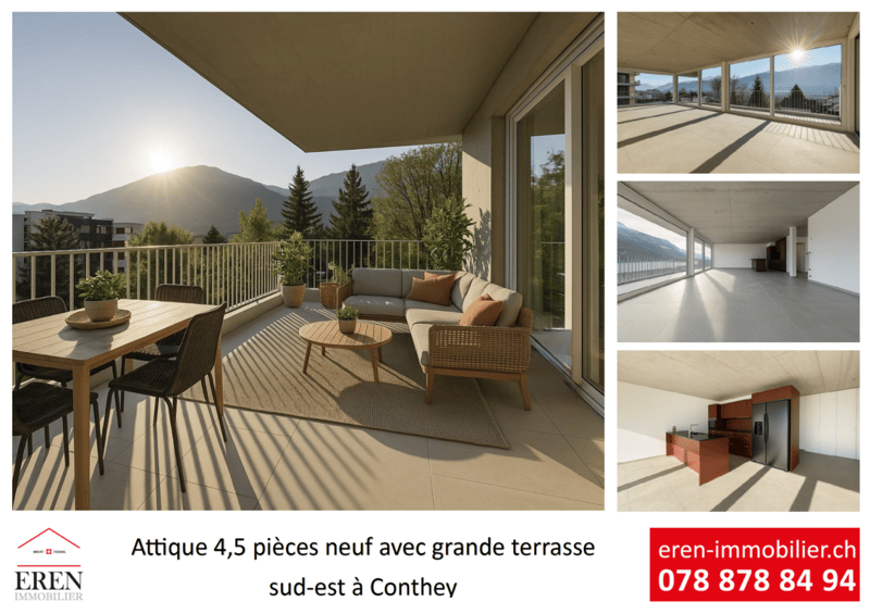Attique 4,5 pièces neuf à vendre à Conthey