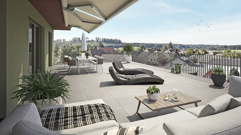 Nouvelles constructions d'appartements en attique de 2,5 pièces avec grandes terrasses à Biberist (1)