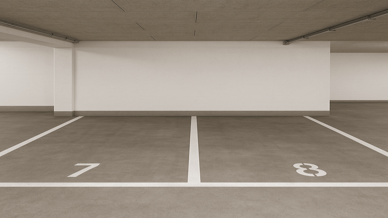 Empty parking space with white markings