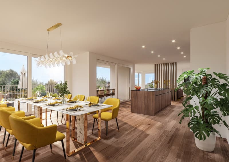 Visualisierung Wohnzimmer Attika