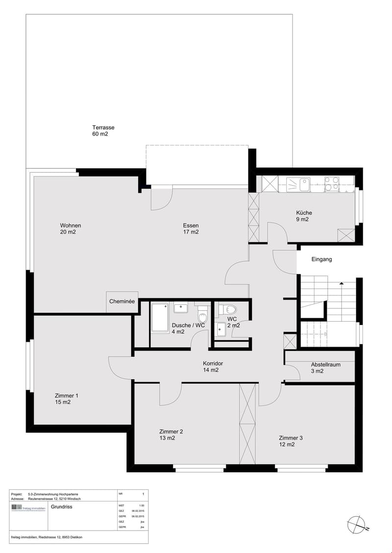 Living room, entrance hall, kitchen, bathroom, hallway, 3 bedrooms, hallway, basement, terrace