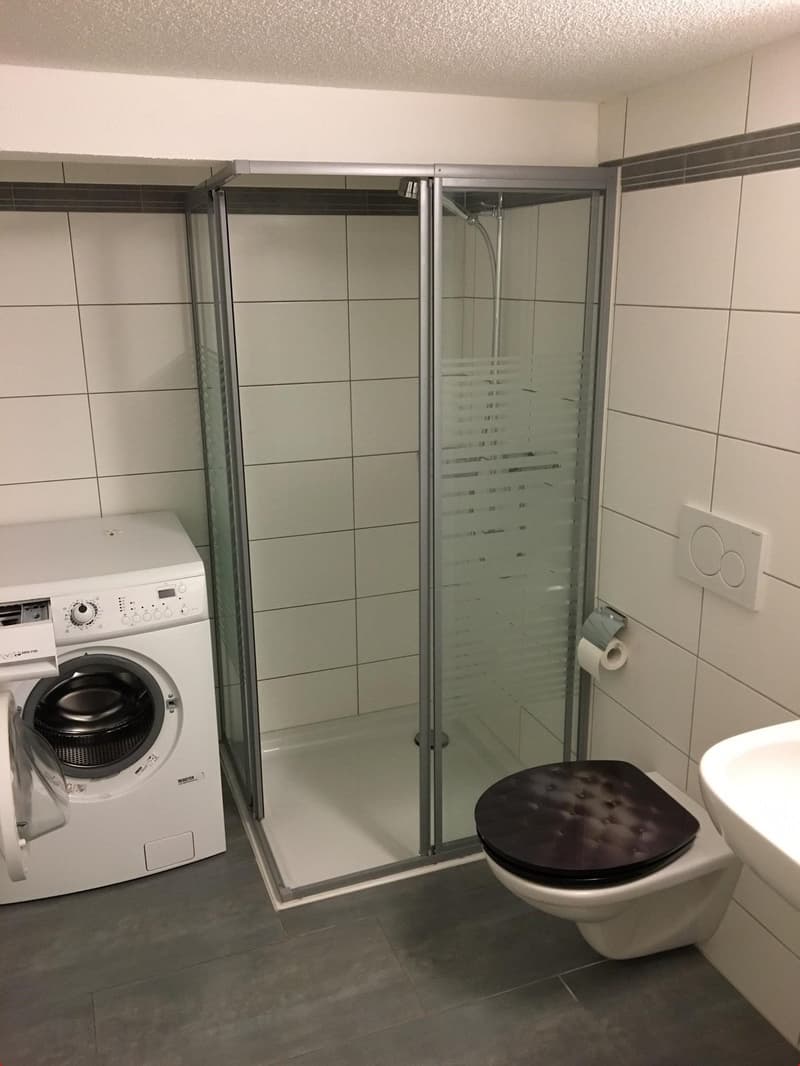 Modernes Badezimmer mit eigener Waschmaschine