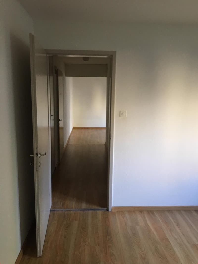 Durchblick vom Schlafzimmer durch den Gang ins Wohn-/Esszimmer