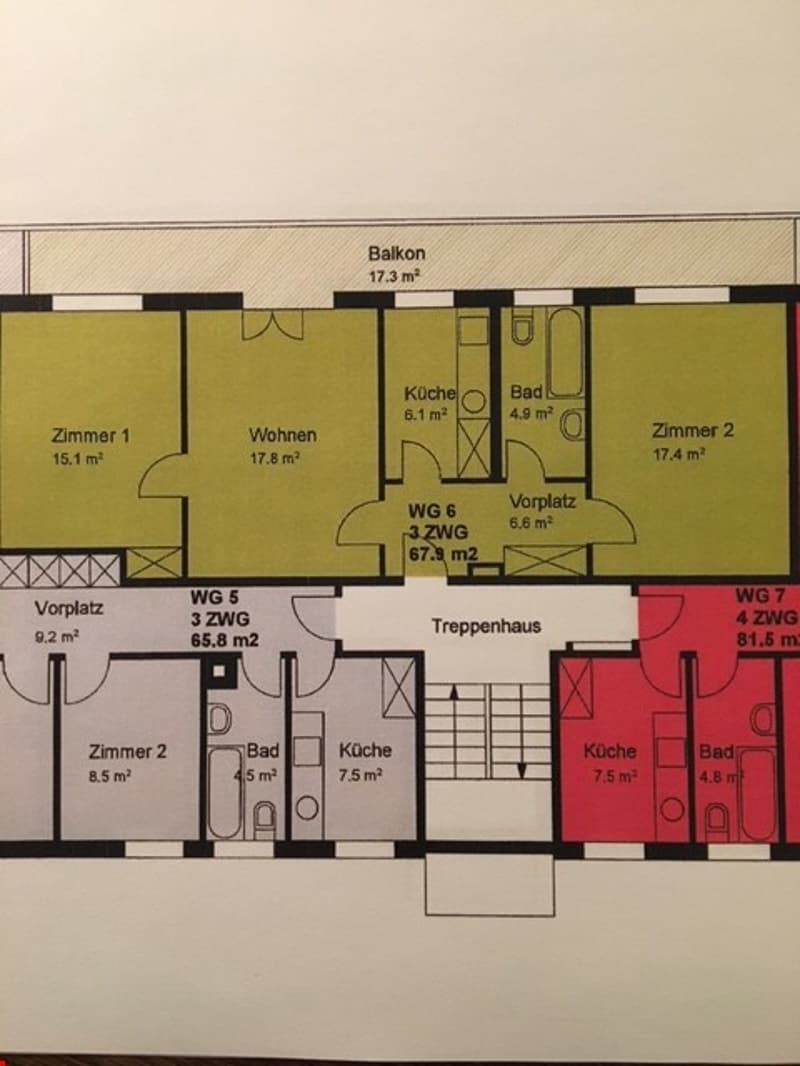 Grundriss der Wohnung (grün)