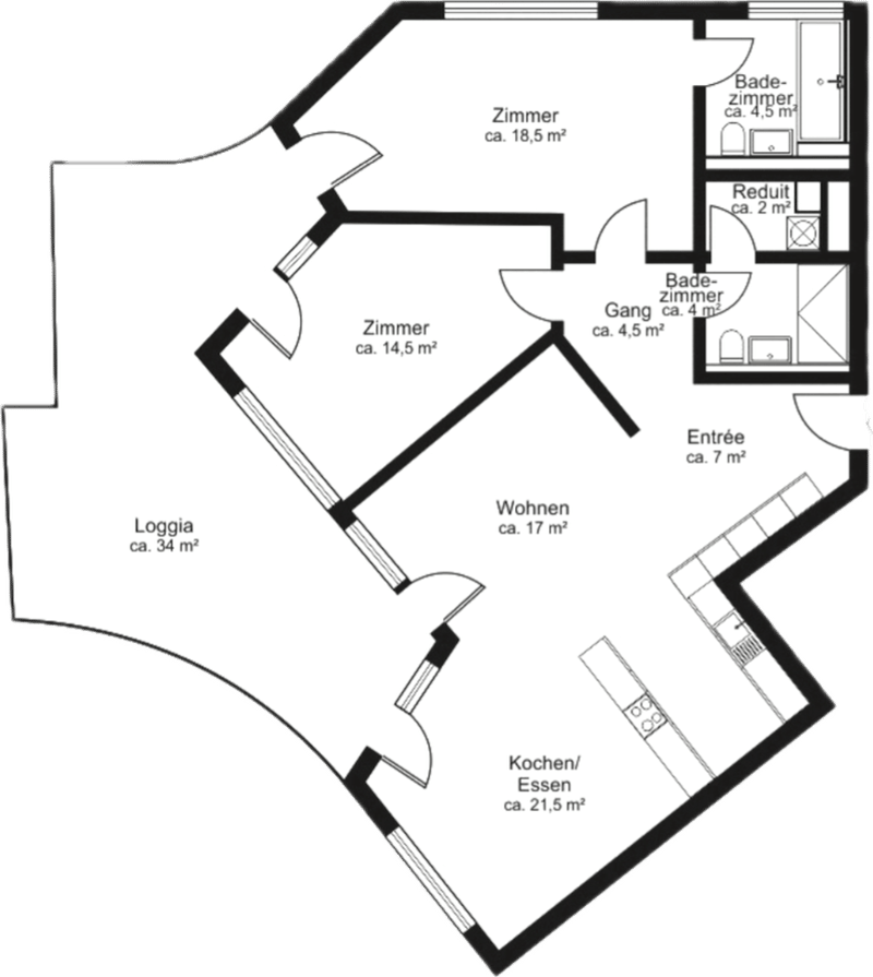 À partir du 1.10. - Appartement stylé de 3.5 pièces avec 95 m2 et grande loggia de 35 m2, au 8e étage (24)