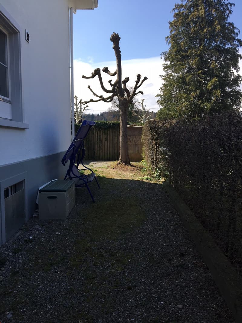 Kiesplätzchen hinter dem Haus zum Spielen und Geniessen