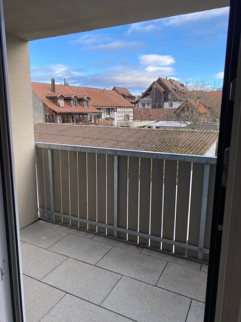 Grosszügiger Blick vom schön geschützten, überdeckten Balkon