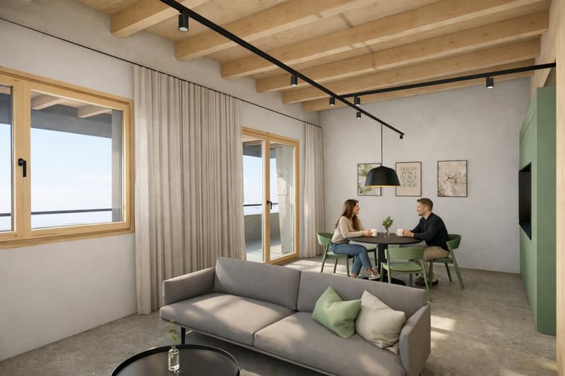 Modernes möbliertes 1-Zimmer "Serviced Apartment" mit Balkon in Visp (1)