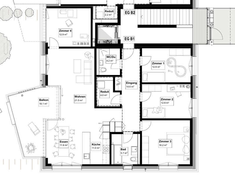 Appartement moderne de 5,5 pièces au rez-de-chaussée dans un quartier calme (9)