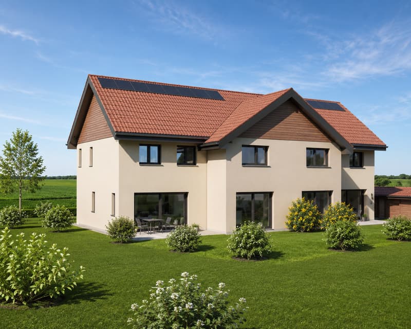 Magnificent semi-detached villas with 5.5 rooms for sale on plan in Chénens (1)
