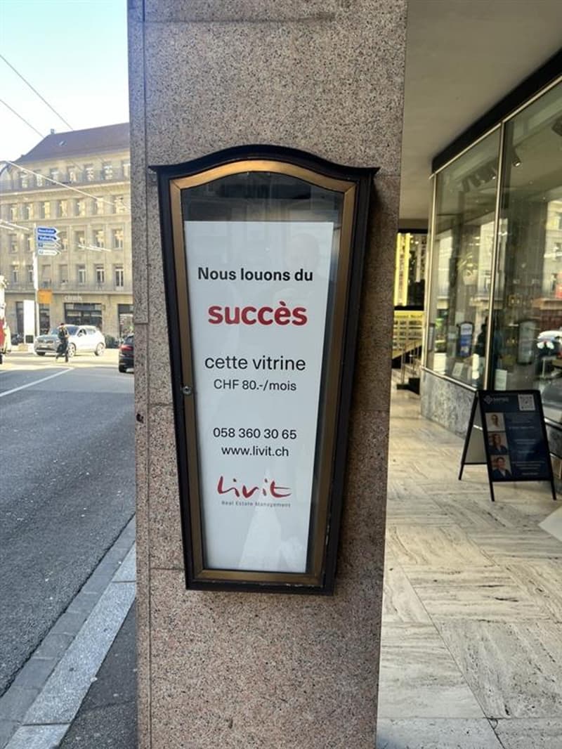 Vitrine publicitaire au centre ville de Lausanne (2)