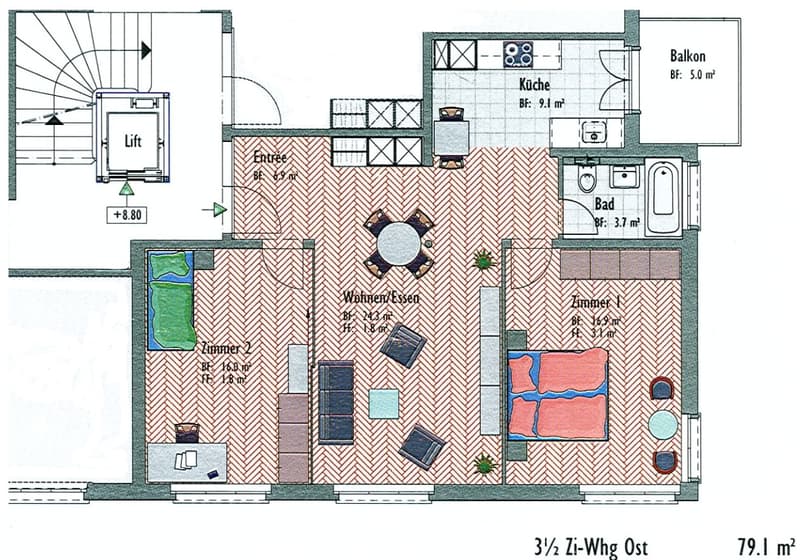 Moderne 3.5 Zi Wohnung im 3.OG, nah am Rotsee und dem Zentrum (8)