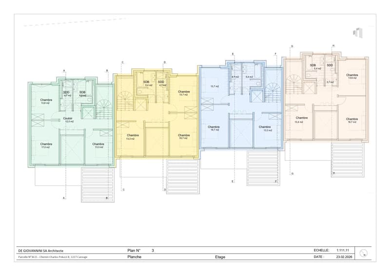 Quatre townhouses contemporaines sur plan à Pinchat, Carouge (13)