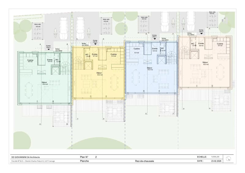 Quatre townhouses contemporaines sur plan à Pinchat, Carouge (12)