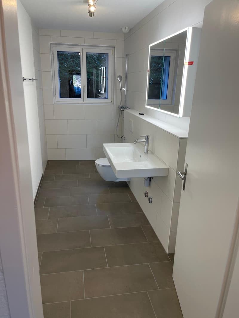 neue DU/WC - Glaswand und Badmöbel fehlen sind noch nicht montiert