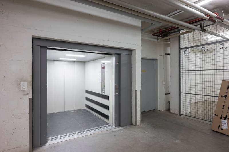 empty basement elevator and door