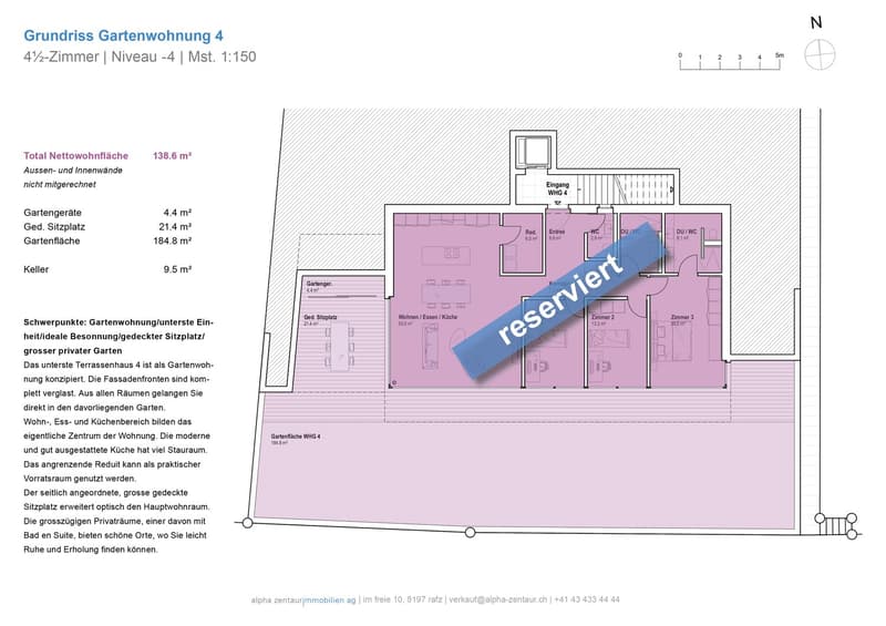 Living room, kitchen, 4 bedrooms, 2 bathrooms, balcony, cellar