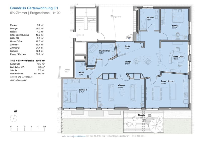 Grundriss Gartenwohnung 0.1