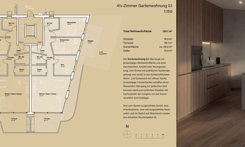 Living room, kitchen, 2 bedrooms, 2 bathrooms, terrace, balcony, attic room, entrance hall, storage room, bathroom, cellar
