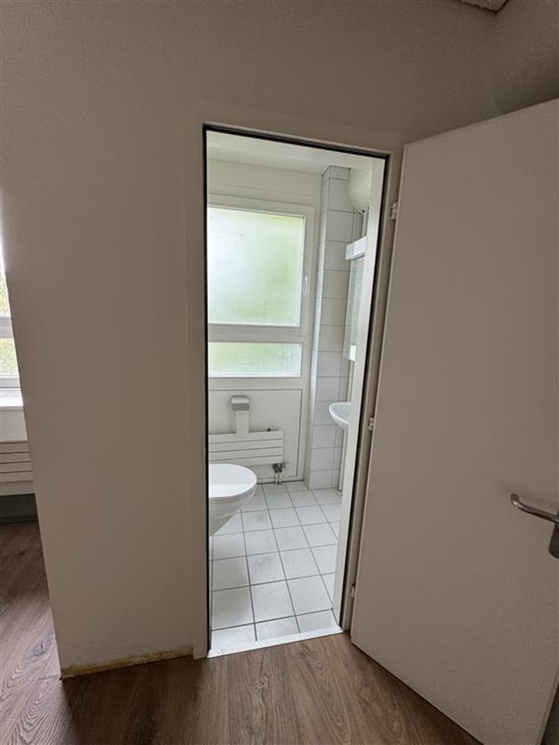 Bathroom with toilet, shower and sink