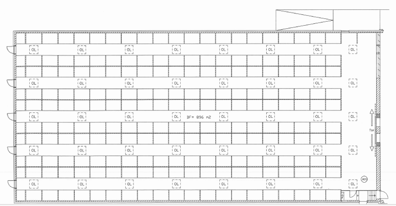 Multi-story building floor plan with many labeled sections