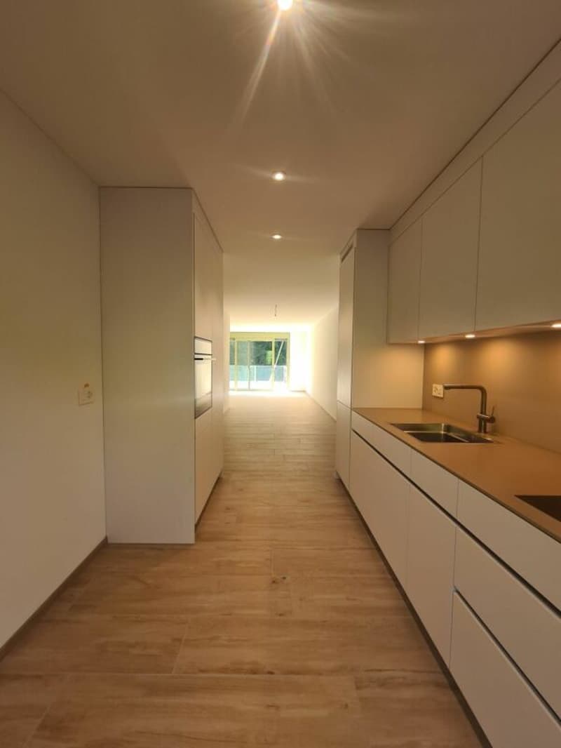 Küche mit Sicht zur Terrasse / Wohnzimmer