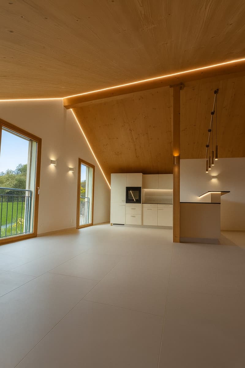 High-quality 3-room terrace apartment in loft style with a view in Rafz (7)