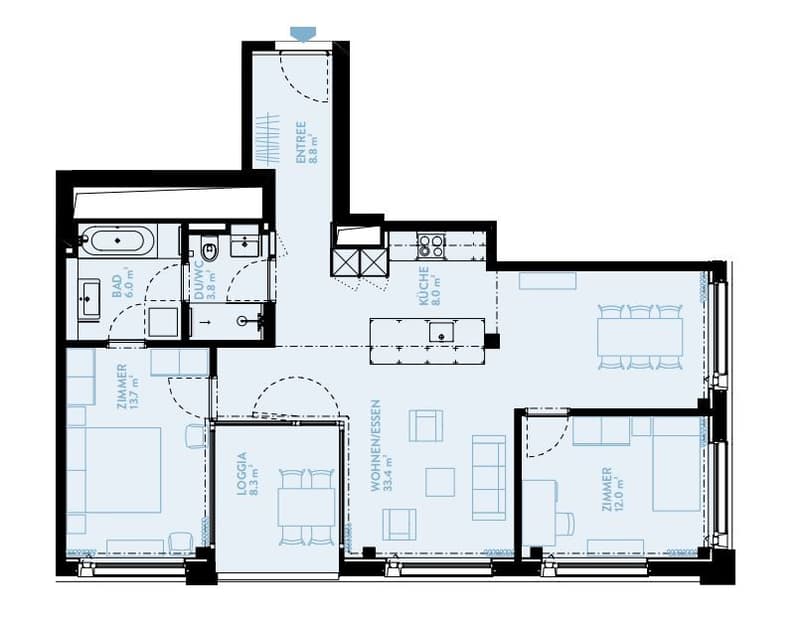 3.5 room apartment on the 14th floor of the "Wolkenwerk" (9)