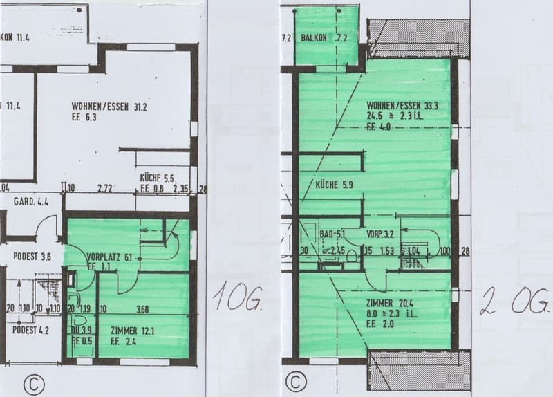 Schöne ruhige 3 1/2 Zimmer-Maisonettewohnung im 1.OG & 2.OG mit 95m2 zu vermieten (13)
