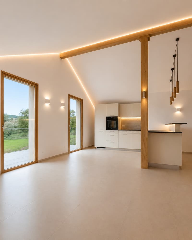 High-quality 3-room terrace apartment in loft style with a view in Rafz (2)