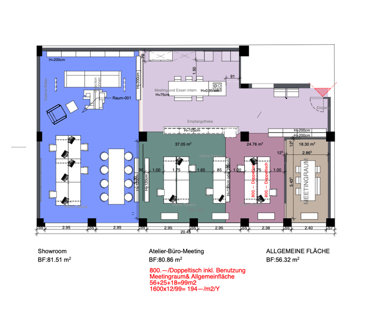 Spazio di ufficio arredato in Loft38 Zurigo-Binz (8)