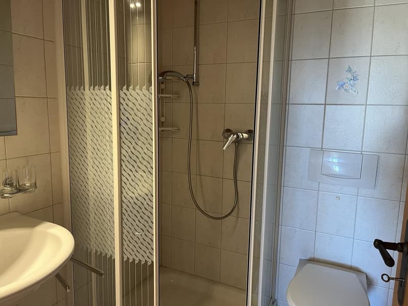 Praktisches zweites Badezimmer mit separater Runddusche und WC