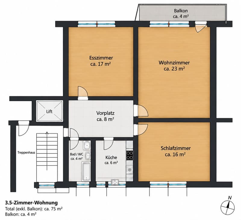 3.5-Zimmer-Wohnung mit Balkon - 2 Min. vom Bahnhof Oerlikon (6)