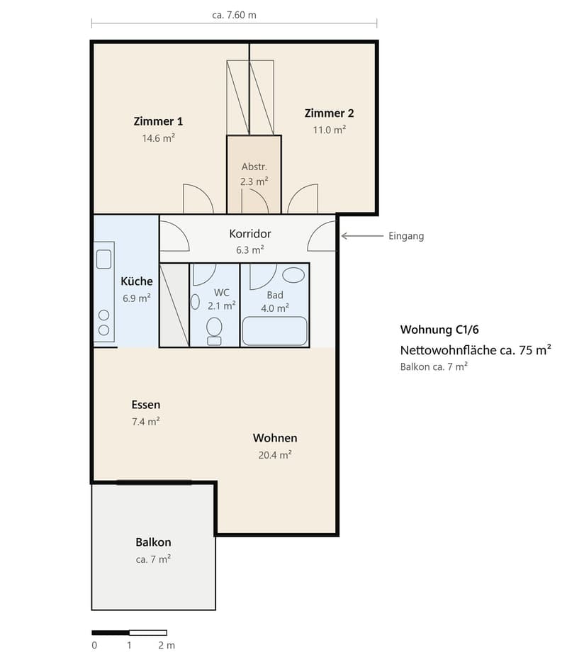 3.5 Zimmer Wohnung mit sonnigem Balkon und Blick ins Grüne (13)