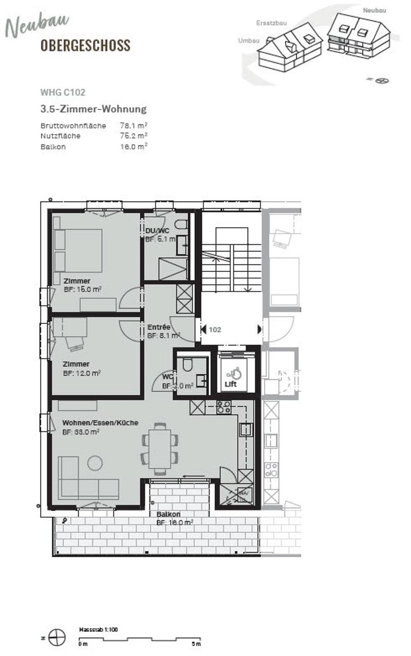 Erstbezug: Moderne 3.5-Zimmer-Neubauwohnung mit 16 m² Balkon, 2 Nasszellen & Hochbeet (5)