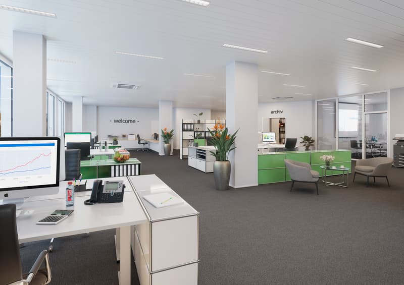 Visualisierung Bürofläche 1. OG