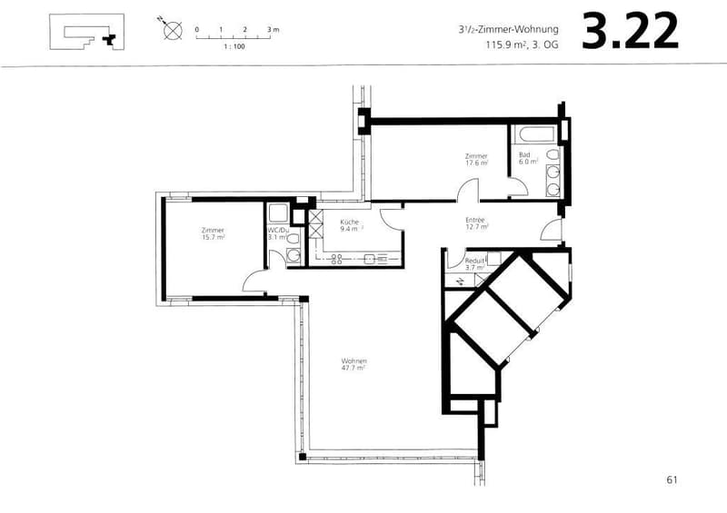 Grundrissplan Whg. 3.22