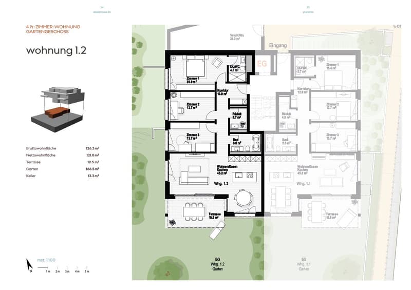 Neubau 4.5-Zimmer Gartenwohnung, 126m2 Wohnfläche, zentrumsnahe Lage, Seesicht (4)