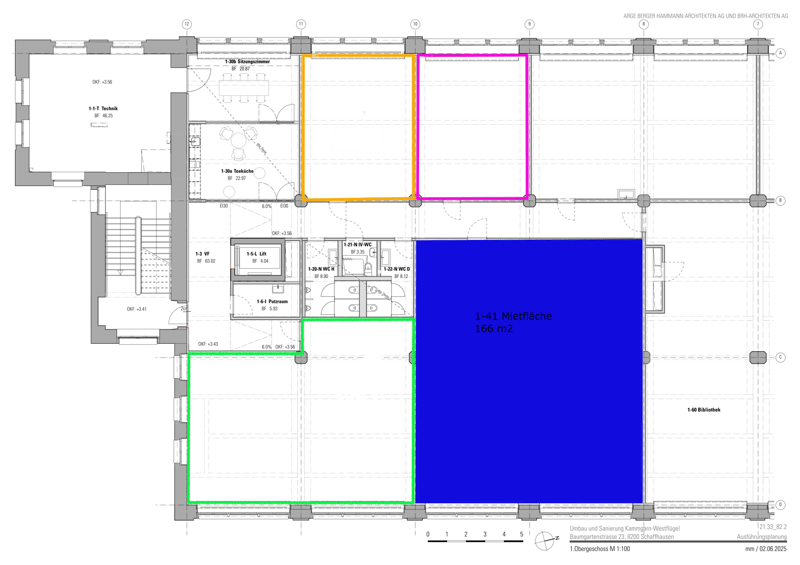 library, offices, corridors, storage, lift, and toilets