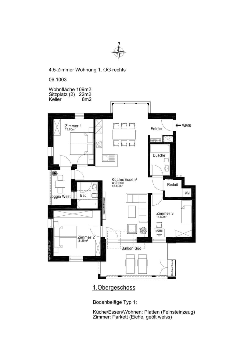 Neubau: Grosse, stilvolle 4.5-Zimmer-Wohnung mit Balkon und Loggia (17)