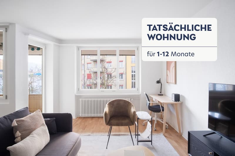 3.5 rooms in Oerlikon, close to the station, fully furnished, flexible immediate booking (1)