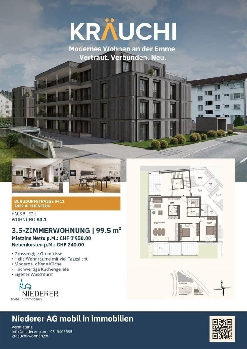 Letzte Chance: Mieten wie ein Eigentümer Grosszügige 3.5-Zimmer-Neubauwohnung mit 23 m² Terrasse (1)