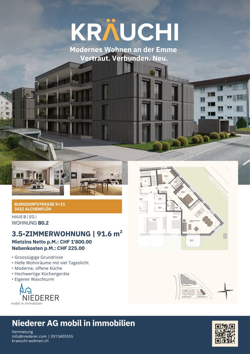 Letzte Chance: Mieten wie ein Eigentümer 3.5-Zimmer-Neubauwohnungen mit Kochinsel im Kräuchi-Areal (2)